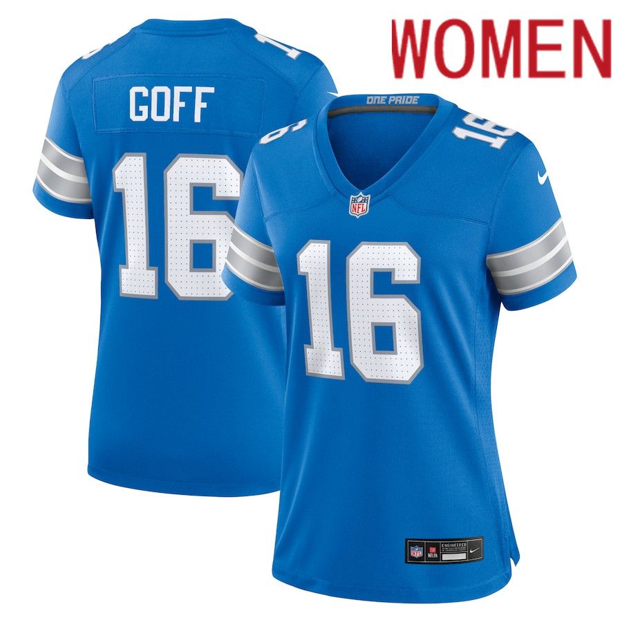 Women Detroit Lions #16 Jared Goff Nike Blue Game NFL Jersey->->Women Jersey